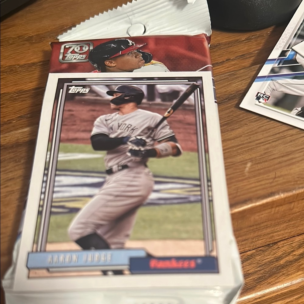 Topps Baseball Card Pack with Player in Gray Uniform (70 tops)